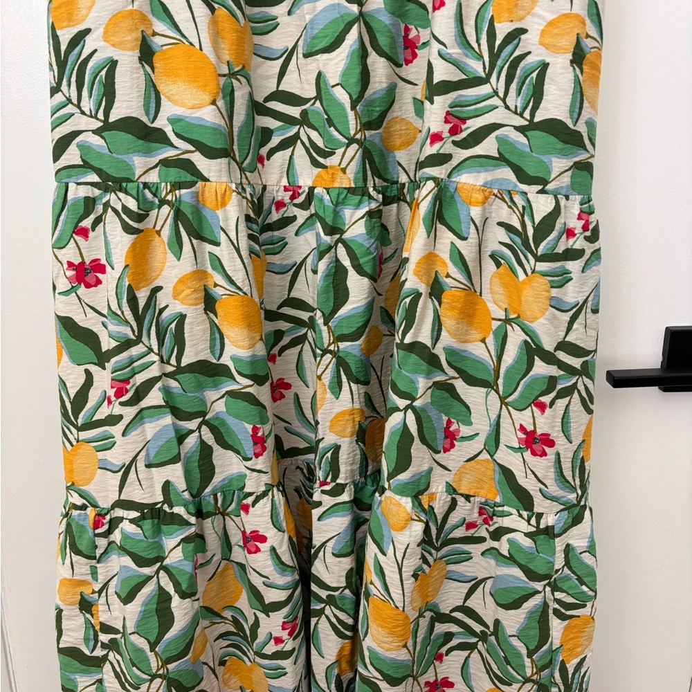 Ava & Viv Cream Maxi Dress with Green Leaf and Yellow Lemon Print - Picture 2 of 3